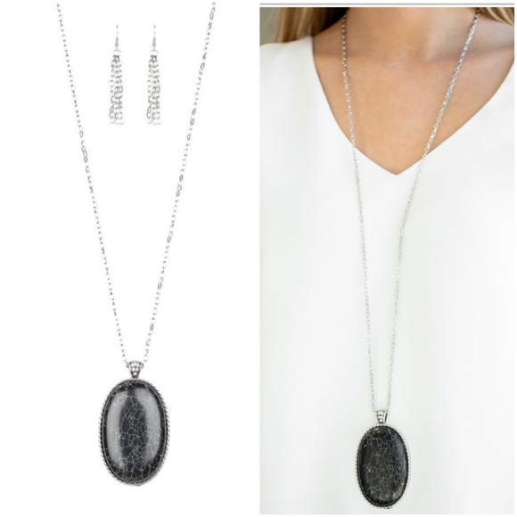 Paparazzi Jewelry Stone Stampede Black Necklaceearring Set Poshmark